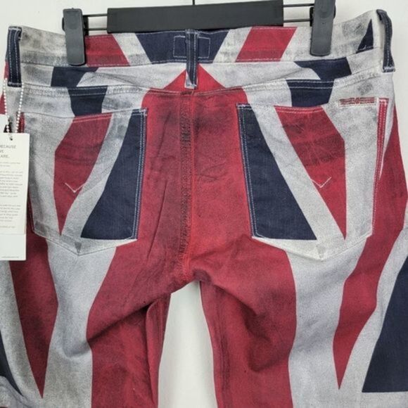 New Hudson Krista Super Skinny crop pants British flag print red blue white - Picture 7 of 10